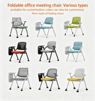 Chaise de conférence pliable avec accoudoir pivotant, dossier en maille, structure métallique - Pliable, empilable, avec roulettes pour bureaux/salles de formation
