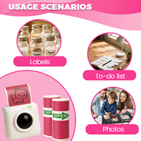Rouleau de papier thermique direct imperméable Pink Meow, étiquettes adhésives de forme personnalisée pour imprimante Bluetooth portable, notes, mémos, étiquettes