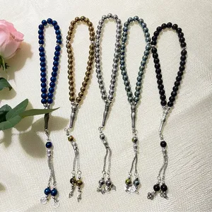 Tasbih मुस्लिम माला इस्लामी मध्य पूर्व प्रार्थना मोती 33pcs ग्लास Misbaha मुस्लिम स्ट्रैंड कंगन