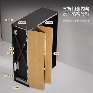 Three Door Folding Butterfly Door <b>Hardware</b> Aluminum Alloy Steel Triple Damper Track Wall Mount <b>Wardrobe</b> Cabinet Use - Product Image 5