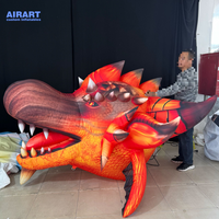Ballon gonflable personnalisé en forme de tête de dragon rouge avec lumière LED pour affichage commercial