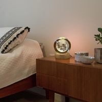 Lampe de nuit boule de verre cristal décor de chambre enfants anniversaire cadeau de noël USB socle en bois LED 3D lune boule de cristal veilleuse