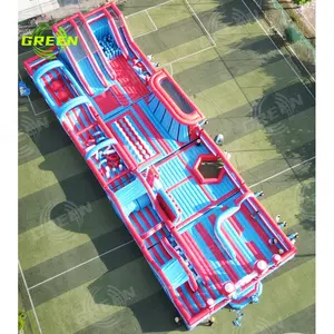Green Kids Adults Indoor Inflatable Amusement Parks Fun City Castle Bouncer Obstacle Playground Inflatable Amusement Park