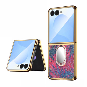 เคสโทรศัพท์แบบมีขาตั้งเคลือบเงาพร้อมฟิล์มกันรอยเลนส์ สำหรับ Samsung Z Flip และ Huawei/OPPO ขายส่ง - Product Image 2