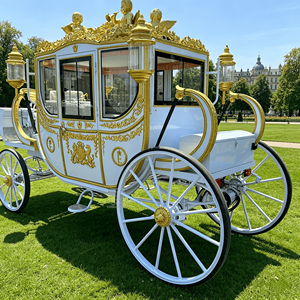 Calèche de Cendrillon grandeur nature pour extérieur, calèche royale de mariage, calèche de princesse de luxe traînée par des chevaux - Product Image 5