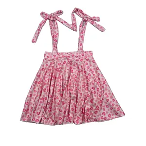 Lz2021 — jupe de danse à bretelles pour petite fille, vêtement taille élastique de haute qualité, rouge, rose, imprimé léopard, fête saint-valentin, pour enfant