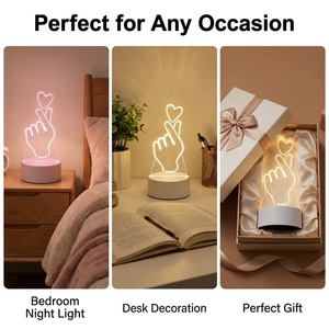 Sweet Dreams 3D Illusion Acrylic Lamp Laser Night Light Acrylic Mood Light With Base - Product Image 5