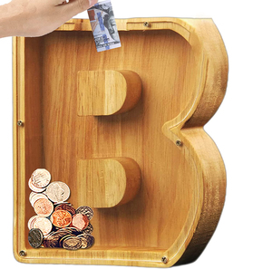 Personalized Custom Wooden Piggy Bank Money Box Coin Bank Letter Stick Gift Letter Piggy Bank for Boys Girls Adults Birthday