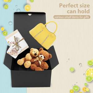 Boîte cadeau noire 6x6x4 pouces avec couvercle, papier recyclable adapté pour les mariages, les festivals, les cadeaux, les remises de diplômes, les anniversaires - Product Image 5