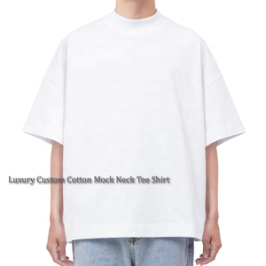 Streetwear de luxe avec logo personnalisé t-shirt surdimensionné vierge à col montant pour hommes t-shirt unisexe de haute qualité de 240 g/m² avec poids lourd - Product Image 6