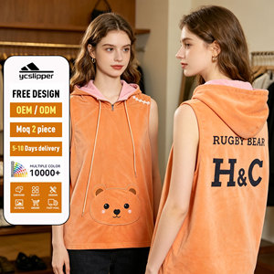 Gilet à capuche en velours personnalisable avec broderie pour femme et jeune fille, style streetwear, à porter au quotidien - Product Image 1