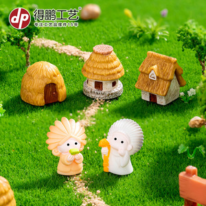 ของตกแต่งบ้านหลังคาฟางขนาดเล็ก Dp ทำจากเรซิ่น DIY สำหรับตกแต่งสวนบ้านตุ๊กตา - Product Image 4