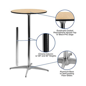 Table ronde en bois pour banquet, mariage, cocktail, dessus en contreplaqué, Bjflamingo, commerciale, extérieure, ronde, pour bars et espaces intérieurs - Product Image 1