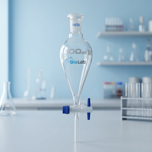 Entonnoirs de séparation bleus BIOLAB, forme Squibb, bouchon PE, verre borosilicaté, largeur de sortie 15 mm, entonnoir conique de laboratoire pour usage en laboratoire - Product Image 3