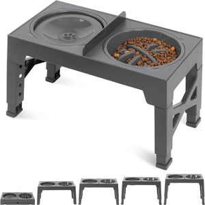 Comedero para mascotas de acero inoxidable 2024, cuenco elevador de comida lenta con protector para el <span class=keywords><strong>cuello</strong></span>, dos cuencos en uno para perros contra el malestar - Product Image 4