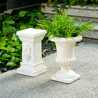 Set Pot Bunga Kolom Romawi Putih Vintage Minimalis Gaya Eropa Bahan Magnesium Oksida untuk Lanskap Taman Luar Ruangan