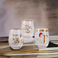 Logo personnalisé 260ml/330ml jus de boisson/tasses d'eau froide verre à vin épais sans tige en relief conception pour restaurant hôtel