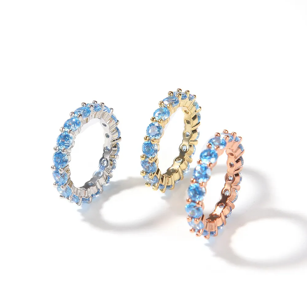 טבעת פליז היפ הופ אופנתית לזוגות תכשיטי טבעת CZ קטנה צבעונית