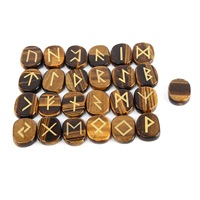 Fournisseurs 25pcs cristal naturel Runes Wicca pierres d'énergie Reiki dégringolé gravé lettrage cristal Rune pierre ensemble