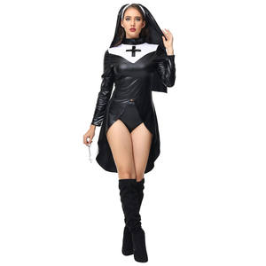 Costume de nonne sexy pour femmes, déguisement en faux cuir, mauvaise nonne coquine, déguisement Halloween vierge <span class=keywords><strong>marie</strong></span>, cosplay - Product Image 4