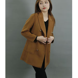 Venta caliente señoras lana Cachemira mezclada tela de doble cara puntada a mano chaqueta de longitud media - Product Image 2