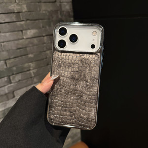 <span class=keywords><strong>Coque</strong></span> de téléphone tendance effet crocodile brillant et plaqué pour <span class=keywords><strong>iPhone</strong></span> Air 17 16 15 14 13 12 <span class=keywords><strong>11</strong></span> Pro Max – <span class=keywords><strong>Coque</strong></span> rigide électroplaquée - Product Image 2