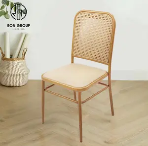 New Style Natural Colour Simple Rattan Solid Wood Dining Room Chair With Cushion Seat For Restaurant Bar Hotel