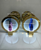 Présentoir à bouteilles LED Infinity Mirror doré, glorificateur de champagne personnalisé avec logo pour service VIP en boîte de nuit