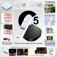 Nouvelle Box TV C5 avec Assistant Vocal Intelligent, Stockage 64 Go, Wi-Fi Double Bande, Sans Mise en Tampon, pour Gaming, Édition US, Plus de 20000 Jeux Intégrés
