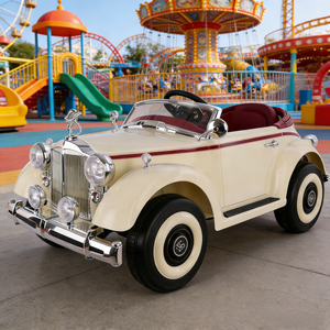 รถของเล่นเด็กขับเคลื่อนด้วยไฟฟ้าสี่ล้อ พร้อมรีโมทคอนโทรล แบตเตอรี่ 12V รุ่นคลาสสิคย้อนยุค - Product Image 3