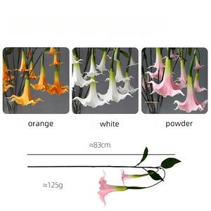 ดอกดาทูรา สเตรโมเนียม คุณภาพสูง 2 หัว ผลิตจากวัสดุ PU สัมผัสเหมือนจริง สีขาวชมพู สำหรับตกแต่งโต๊ะกลางงานแต่งงาน - Product Image 2