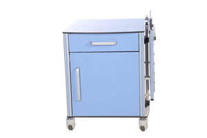 أثاث عيادة ومستشفى، خزانة جانبية سريرية طبي متنقلة من مادة abs مع طاولة قابلة للطي - Product Image 2