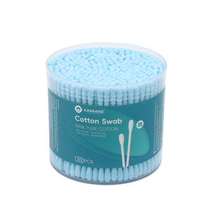 Hisopos de Algodón con <span class=keywords><strong>Punta</strong></span> Redonda <span class=keywords><strong>Azul</strong></span> de Doble Precisión, 300 Unidades, Hisopos de Algodón con Palito de Papel y Caja de PP - Product Image 4