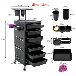 Carrito Rodante para Salón con Soporte para Extensiones de Cabello, Carrito Organizador Profesional para Peluquería y Salón de Belleza - Product Image 6