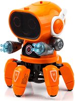 Mainan Robot Berbentuk Gurita, Robot Elektronik Berjalan dengan Gerakan Semua Arah, Lampu LED Berkedip & Musik untuk Anak-Anak