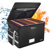 Boîte de rangement ignifuge noire avec serrure pour bureau à domicile, sac ignifuge portable pour suspendre les lettres/dossiers légaux