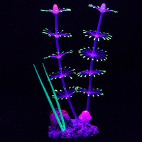 Décoration de paysage pour aquarium PKY, revêtement circulaire fluorescent coloré en silicone souple, simulation de corail