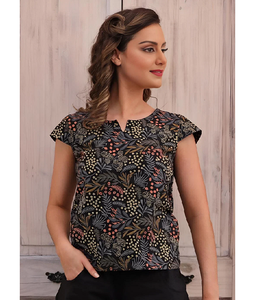 Vêtements Quotidiens pour Femmes Haut de Gamme 100% Coton avec Décolleté Élégant en Forme de Trou de Serrure et Manches Courtes Casual - Product Image 1