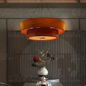 Lustre rond de style chinois E27 couleur chocolat pour restaurant, salon de thé, hôtel, luminaire pour espace privé - Product Image 5
