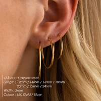 EMANCO Boucles d'oreilles créoles classiques élégantes pour le bureau, en acier inoxydable couleur or, géométriques, pour femme, fiançailles