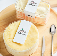 Boîtes à dessert rondes en plastique PE transparent, jetables, recyclables, modernes, pour emballage de gâteaux, tiramisu, pudding, éléphant, oiseau, vente en gros