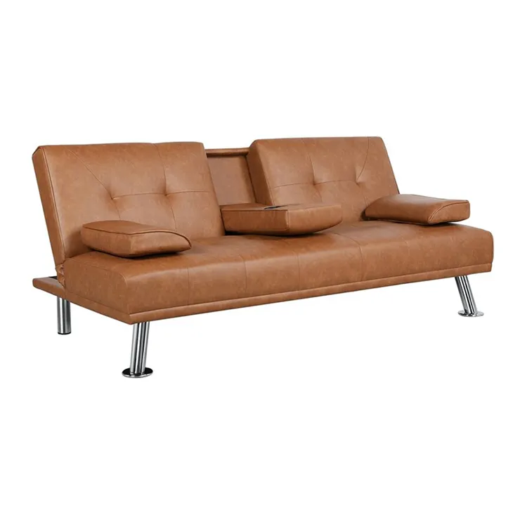 Moderne Futon Leder Couch Wohnzimmer Sofa Set Möbel