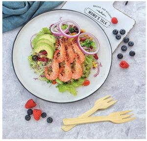 100% Fourchettes Cuillères en bambou Couteaux Ensemble combiné de couverts-380 Grands ustensiles jetables compostables (7 po) Eco Friendly - Product Image 2