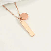 Acier inoxydable plaqué or 18K gravure personnalisée nom disque longue barre blancs plaque signalétique pendentif bijoux collier