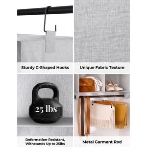 Hanging Closet Organizer 4 Section Fabric <b>Storage</b> With Metal Rod For Bedroom Clothing Organization - Product Image 4