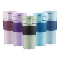 Mug de voyage isotherme en acier inoxydable 304 de 400 ml (14 oz) à double paroi sous vide, couvercle anti-fuite, compatible porte-gobelet voiture, logo personnalisé