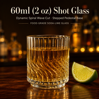 Nouvel Arrivage Verre à shot classique ciselé à fond épais, mini, écologique, en verre épaissi 60ml, design moderne et luxueux