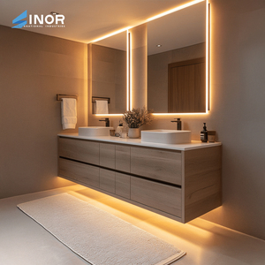 Meuble-lavabo de salle de bain de luxe sur mesure avec réfrigérateur à maquillage intégré et organisateurs de bijoux personnalisés - Product Image 3