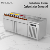 Station de bar électrique en acier inoxydable Mingyang, comptoir de bar commercial, station de travail pour café et cocktails