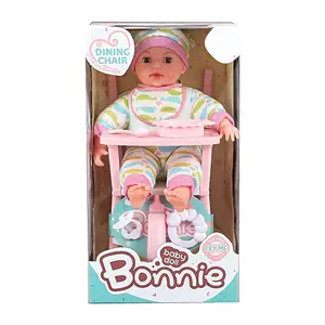 Set Mainan Boneka Bayi, 14 Inci Reborn Boneka Bayi dengan Puting dan Mainan Dapur Bermain untuk Gaya Boneka Anak Perempuan